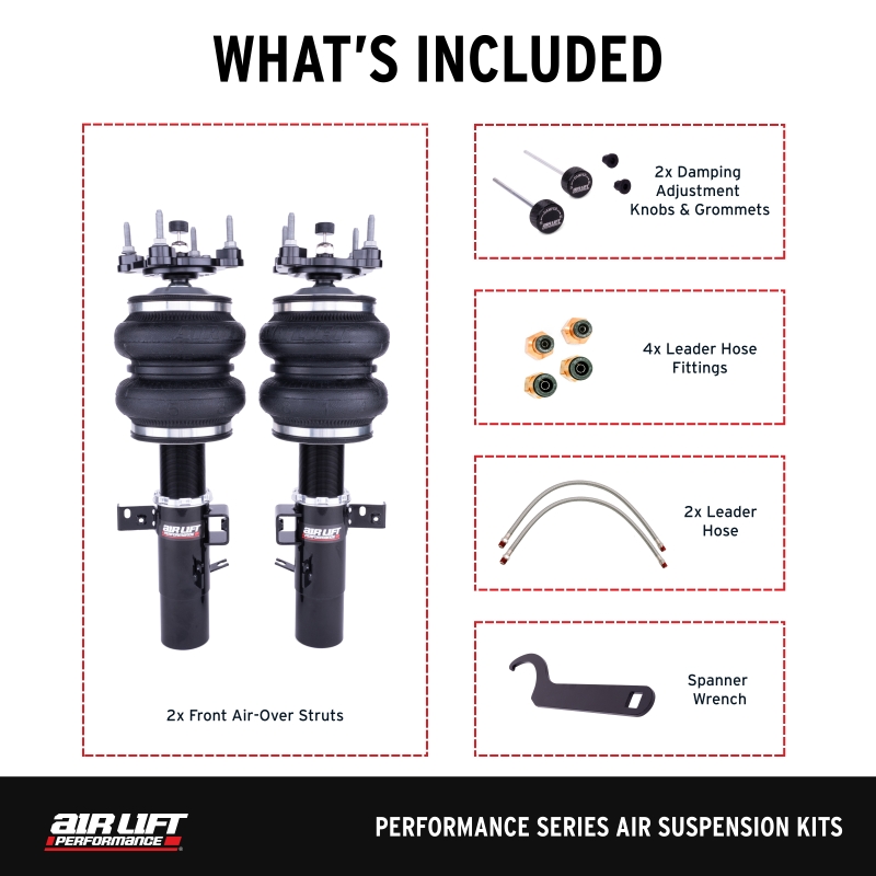 BMW Z4 Air Suspension Front Kit - Air Lift - Performance, PN 76012, Double-Bellows, 32-Level Damping Adjustment - `19-`25